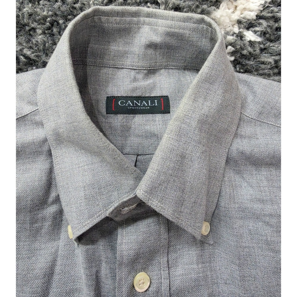 Canali Sportwear Men's Button Up Long Sleeve Dress Shirt Size Medium